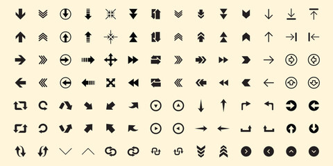 Naklejka premium Arrows set. Arrow icon collection. Set different arrows or web design. Arrow flat style isolated on white background - stock vector.