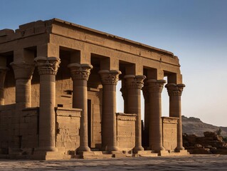 Fototapeta premium Ancient temple structure showcasing impressive columns and design.