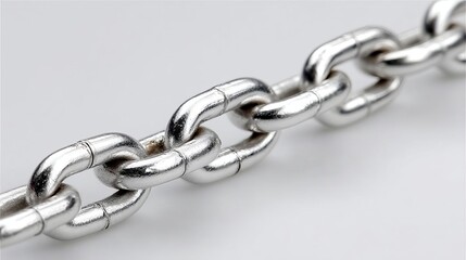 Obraz premium Close-up of a shiny metallic chain link, representing strength.