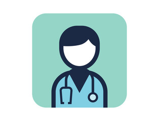 医師ドクターのシンプルな四角いカラフルカラーイラストアイコン