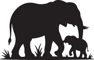 Fototapeta premium elephant silhouette vector, elephant outline, elephant clipart, elephant icon, wild elephant image, elephant black shape,