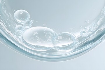 Aqua Essence: A pristine droplet scene unveils the purity of water, emphasizing its clear transparency. The illustration captures the essence of cleanliness and the beauty of nature.