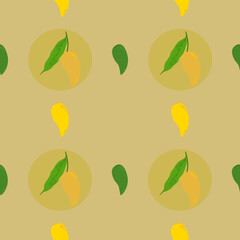 Simple yellow and green mango pattern for fabric or wallpaper design.
