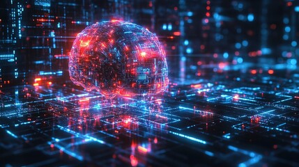 A futuristic cyber AI core pulsing with neon energy --ar