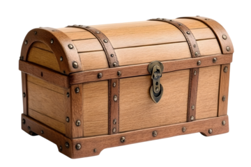 Empty old wooden chest isolated on white background. Ai Generated Images