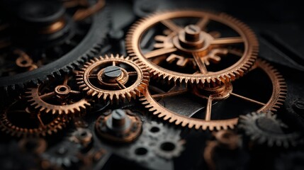 Gleaming bronze gears and intricate mechanics - timeless precision