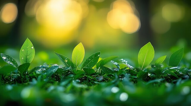 green grass with dew drops