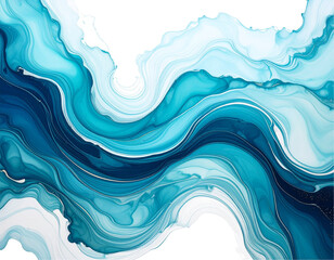 Fototapeta premium Abstract fluid art in swirling blues and whites