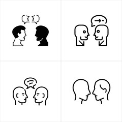 People Talking Face to Face Communication icon set