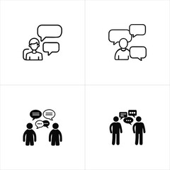 Person with Speech Bubbles One on One Conversation icon set