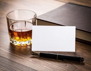 mock up card business　bar counter　Whisky　fountain pen　Dandy