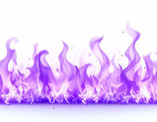 Vibrant purple flames dance against a white background, creating a striking visual contrast that captures attention with its dynamic movement