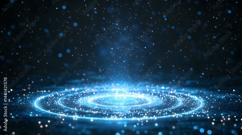 Aufkleber stunning cosmic formation glows against the dark. abstract wireframe design with a central burst of 