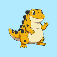 Adorable Cartoon Gecko Cute Orange Reptile Illustration