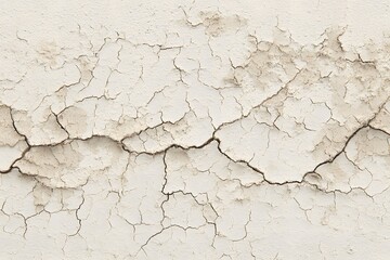 Obraz premium Weathered Wall Texture: Capturing the beauty of time and the elements, a close-up view showcases a wall's textured surface, revealing intricate cracks and peeling paint.