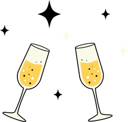 シャンパンで乾杯パーティお祝いイラスト