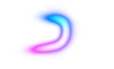 Abstract curved neon glowing lines on transparent background, light beams neon bright glowing effect overlay, color effect, color gradients shape, light leaks effect.