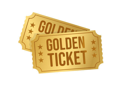 Golden ticket icon vector illustration.