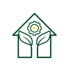 sustainable icon. green energy vector inside the house. energy source or resource office, eco-friendly energy, electricity symbol. Line design style