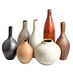 Various-shaped vases on a white background Isolated on White Background