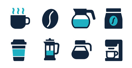 Coffee Brewing Methods A Set of Eight Icons