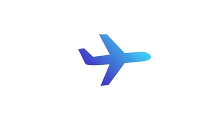 Fototapeta premium Flying Plane Icon Gradient Blue on White Background