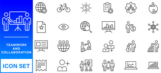 People and teamwork line icons collection. Big UI icon set in a flat design. Thin outline icons pack.