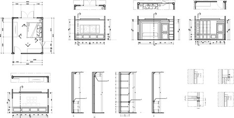 Drawing 2d bedroom, classic interior design, vector style.