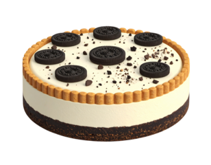 Creamy cheesecake base, topped with chocolate cookies and crumbs