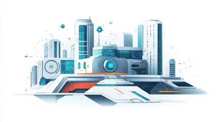 Obraz premium Futuristic city skyline illustration