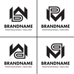 Letters MB MP WD WQ Monogram Logo Set, for MB BM MP PM WD DW WQ QW initials
