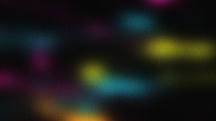 Colorful blobs dancing in the darkness. Abstract background with grain texture