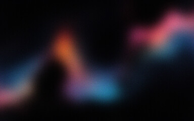 Ethereal spectrum blurry lights dance in shadows. Abstract background with grain texture