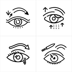 Eye Lifting Wrinkle Reduction icon set