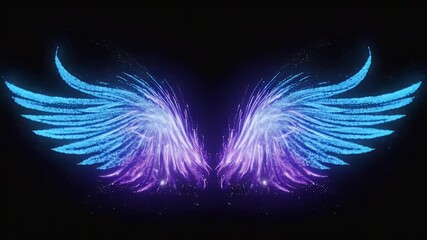 Glowing, vibrant,  spectral angel wings