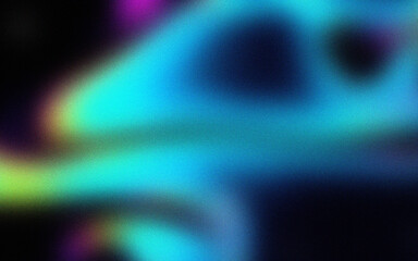 Dreamy cyan nebula with purple glow. Abstract background with grain texture
