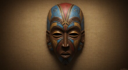 African Mask on Textured Background