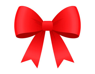 Fototapeta premium A vibrant red ribbon bow, tied neatly with glossy sheen