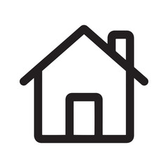 Simple Black Line Art Icon of a House. Simple Black Line Icon of a House
