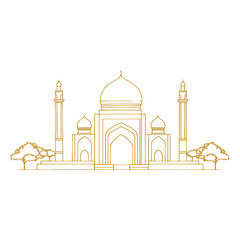 Golden mosque drawing architecture illustration vector