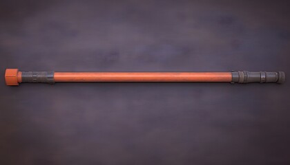 Fototapeta premium Long, orange tool with dark accents, rendered in 3D.