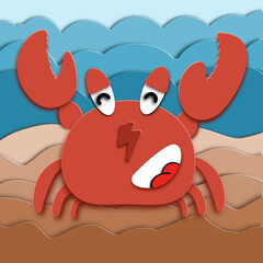 Paper cut Red Crab