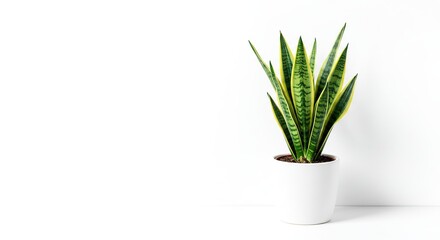 Snake Plant (Sansevieria) in White Ceramic Pot

