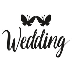 Fototapeta premium Butterfly wedding illustration typography vector