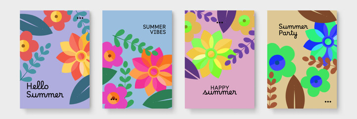 Colorful floral cards with summer greetings, perfect for birthday invitations, thank you notes, and seasonal celebrations. Bright, vibrant designs.