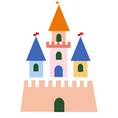 Sand castle architecture illustration colorful vector