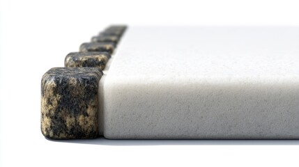 White granite exterior tile detailed view isolated on white background. Generative AI