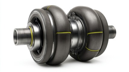 Composite hub with metal and rubber elements isolated on white background. Generative AI
