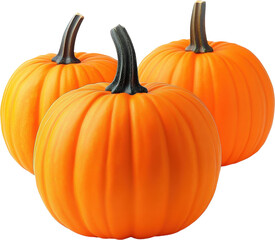 Obraz premium Three Orange Pumpkins on Black Background