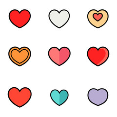 Red heart icon symbol design heart icons vector